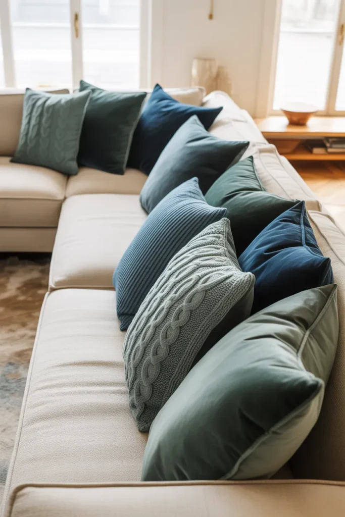 Teal & Navy Layered Cushions