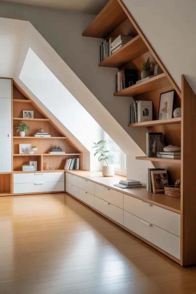 Attic Bedroom with Built-In Storage Solutions