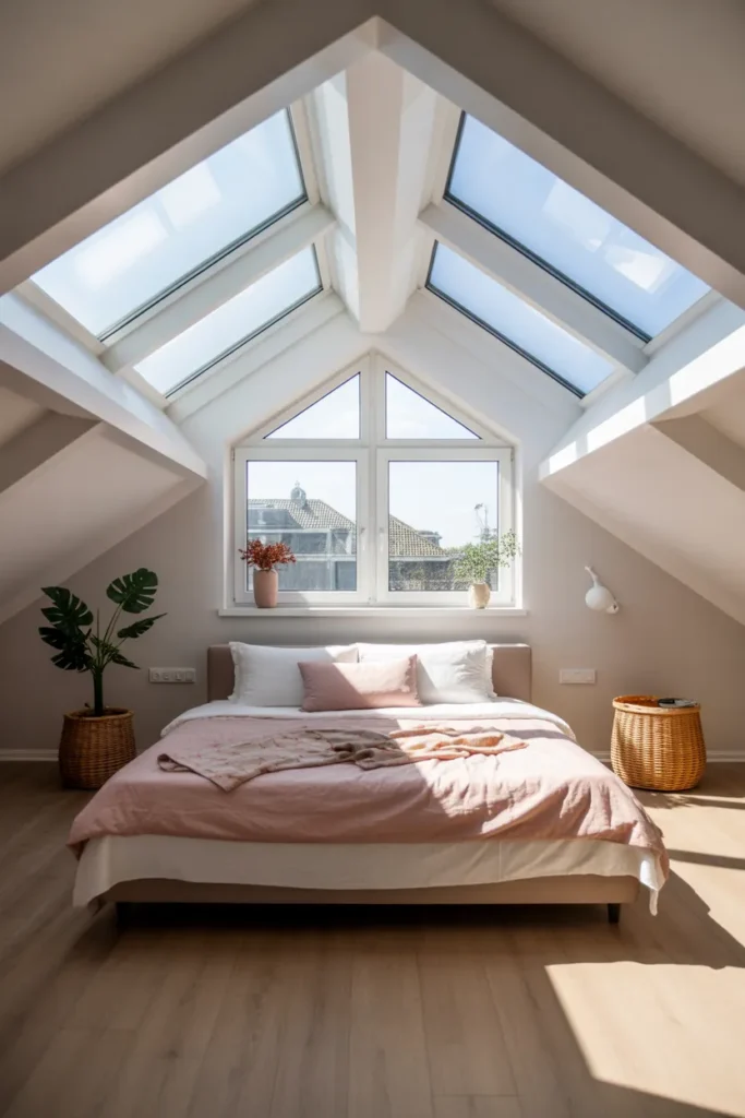 Attic Bedroom with Skylight Windows