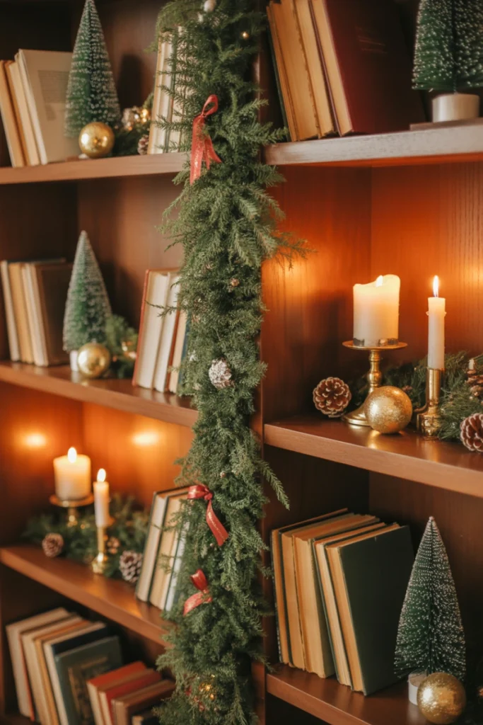 Christmas-Inspired Bookshelf Styling