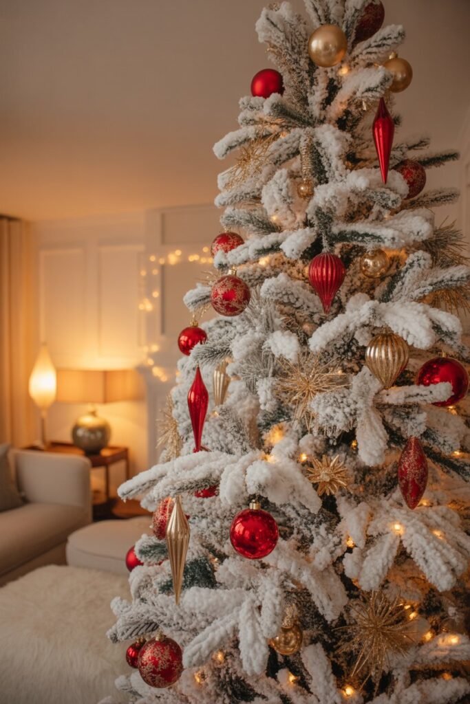 Red and Gold Flocked Tree