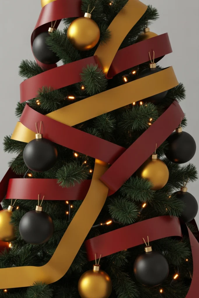 Red and Gold Tree with Black Accents