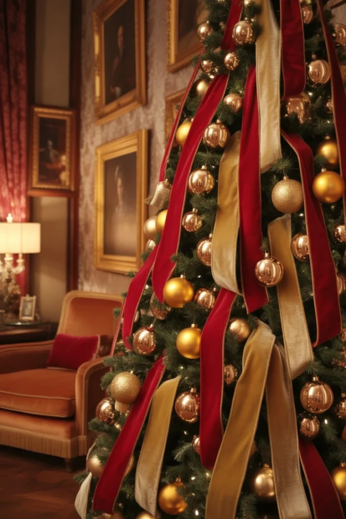 Red and Gold Tree with Luxe Velvet Touches