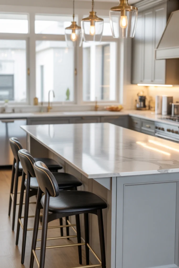 Gray Kitchen Island as a Focal Point