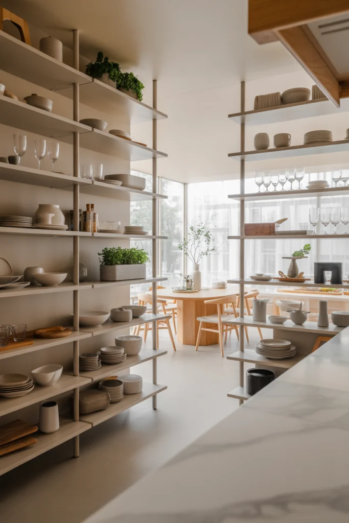 Kitchen-Dining Combo with Open Shelving