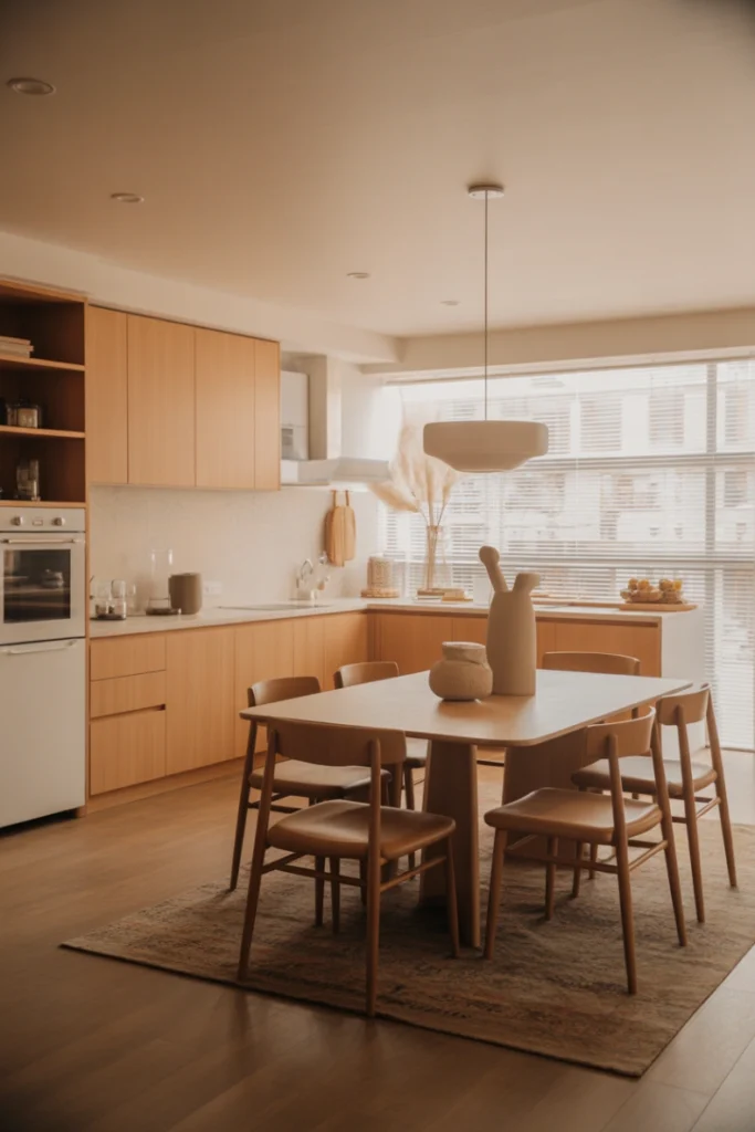 Kitchen-Dining Combo with Zoning Rugs