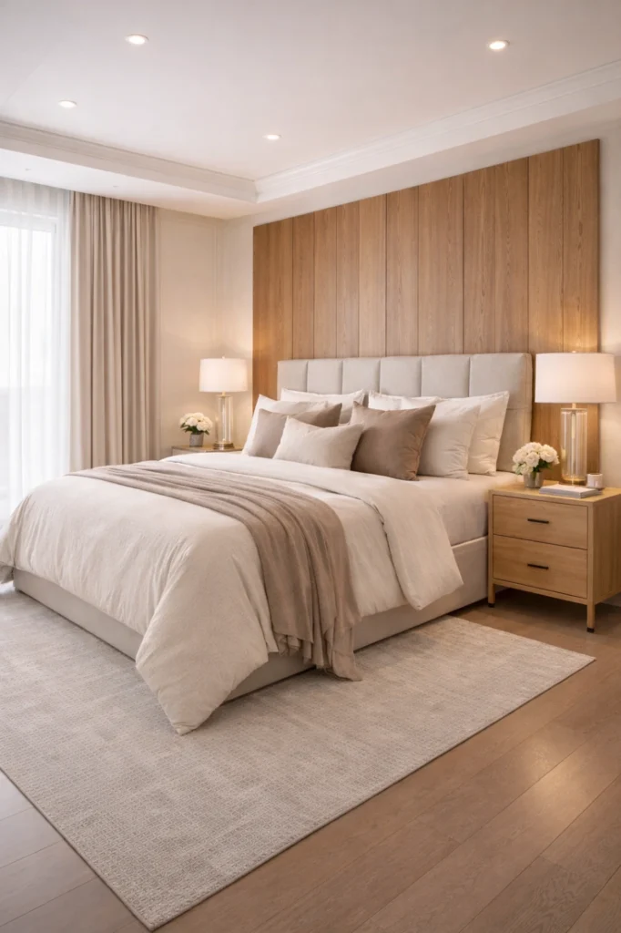 2. Wooden Panel Headboard