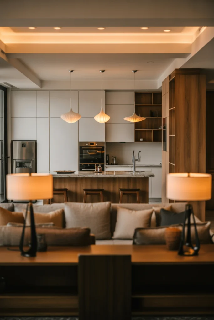 Statement Lighting to Define Each Zone