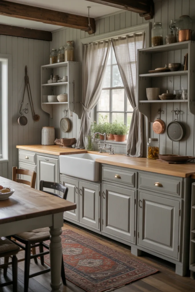 Gray Farmhouse Kitchen with Rustic Charm