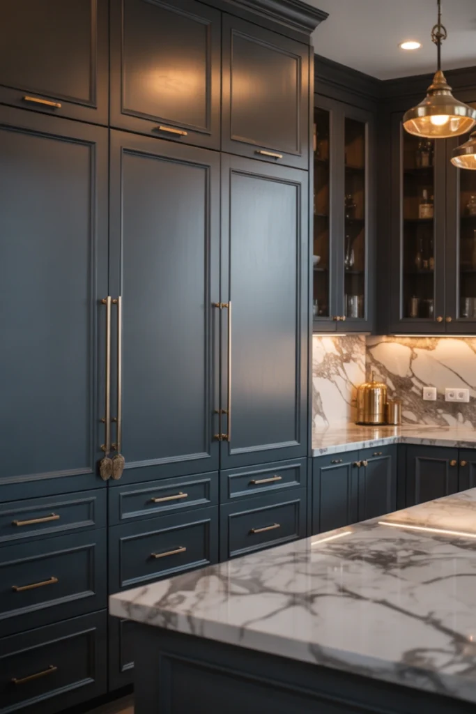 Deep Gray and Brass Luxury Kitchen