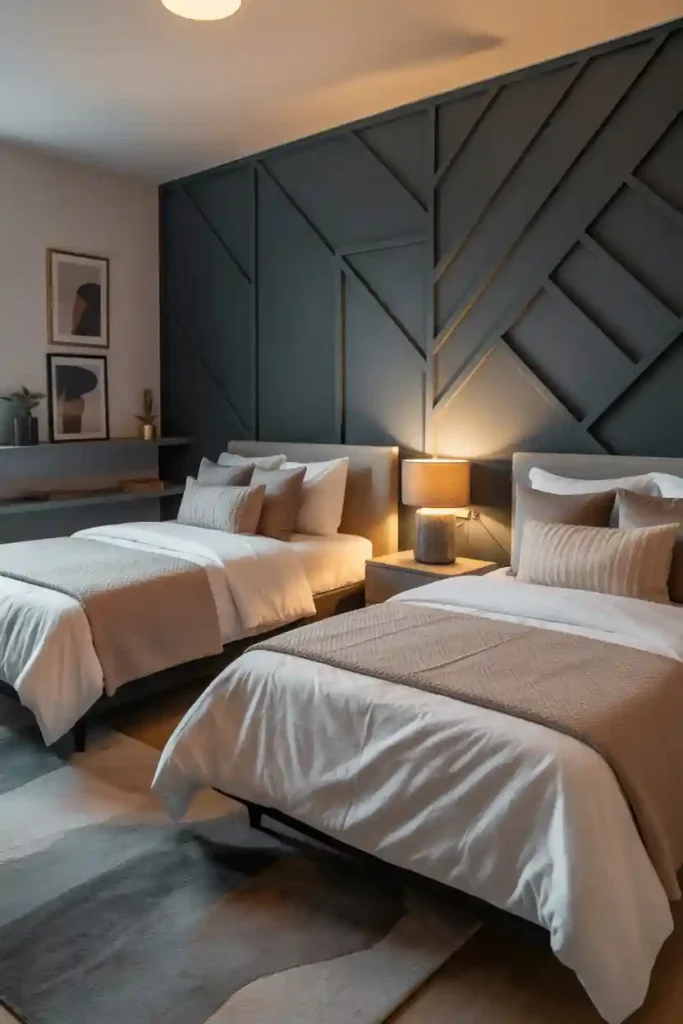 Accent Wall Behind Both Beds
