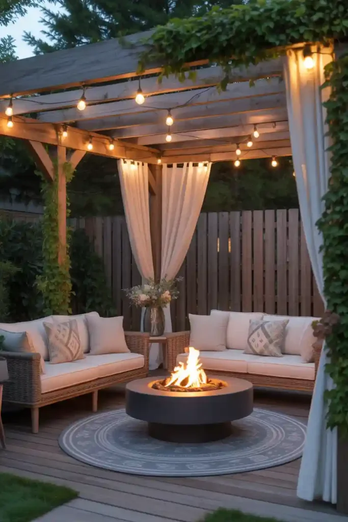 Pergola-Covered Fire Pit Area