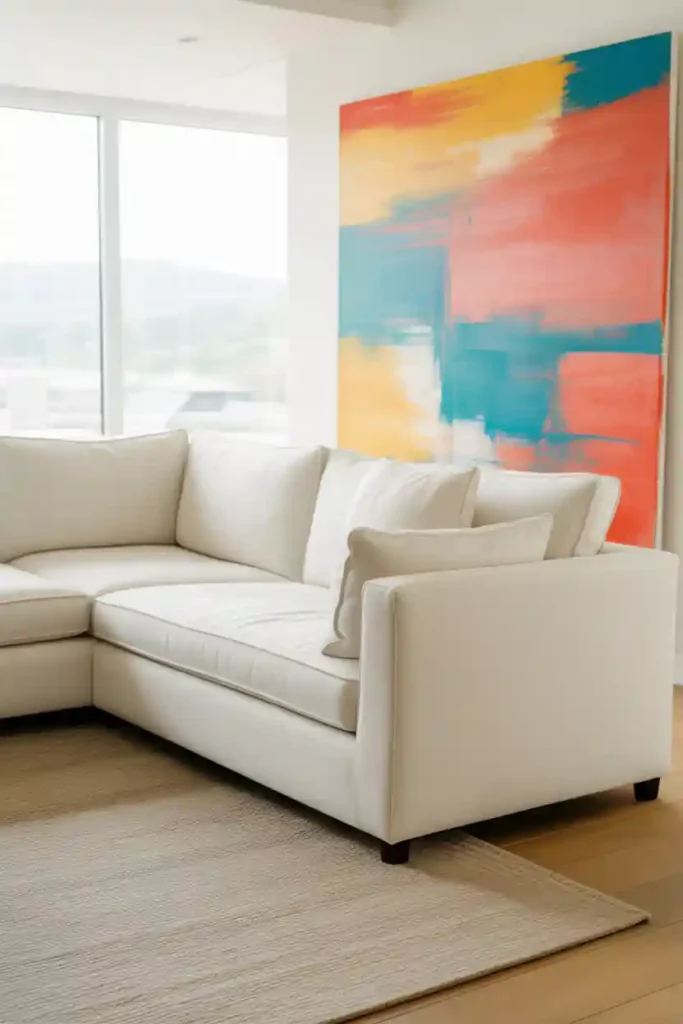 White Sofa with Statement Artwork