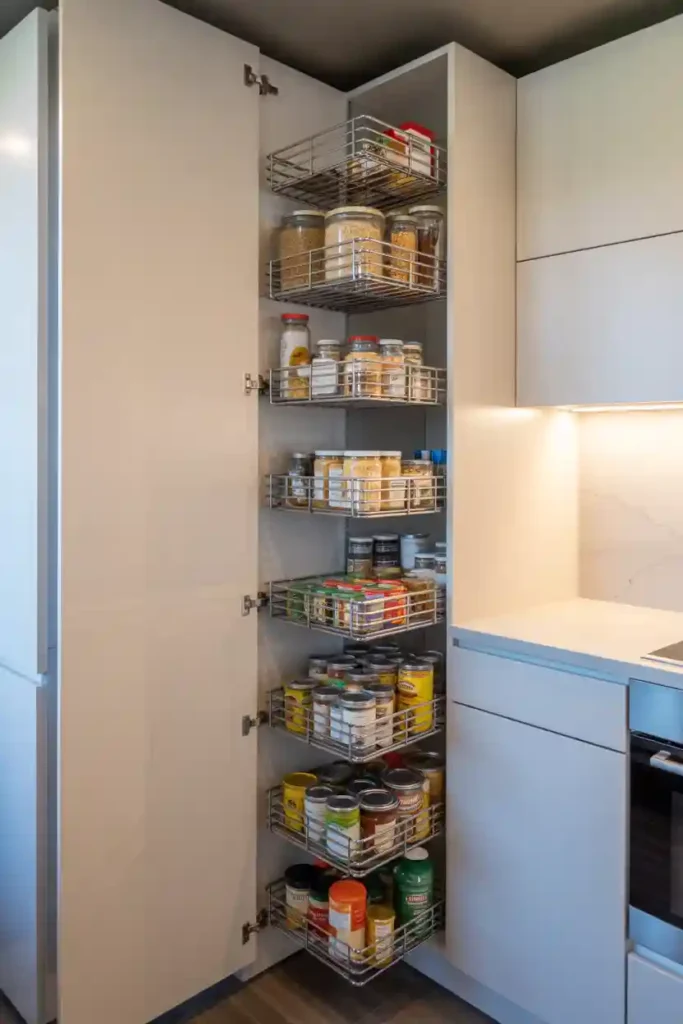 Corner Pantry with Wire Basket System