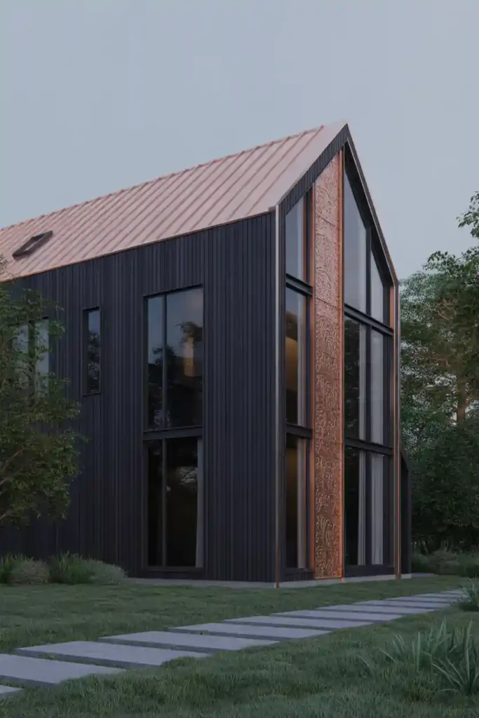 Black Exterior with Copper Accents