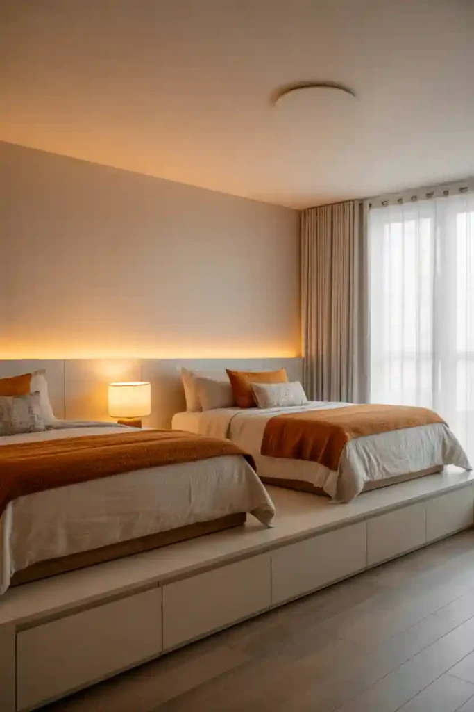 Elevated Bed with Storage Platform