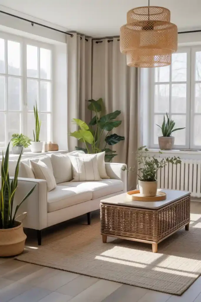 Nature-Inspired White Sofa Retreat