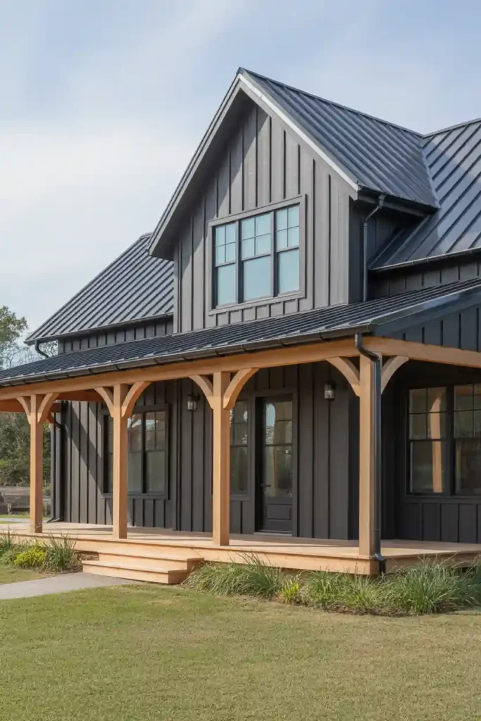 Black Board and Batten Farmhouse Exterior