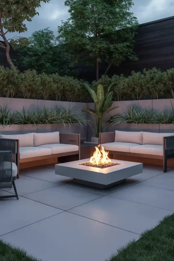 Modern Concrete Patio Fire Pit