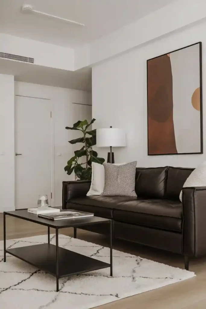 Modern Minimalist with Dark Chocolate Sofa