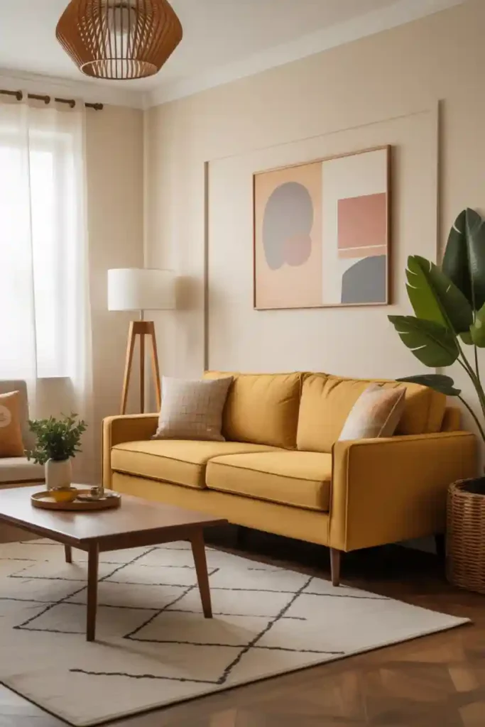 Sleek Low-Profile Sofa with Wooden Legs