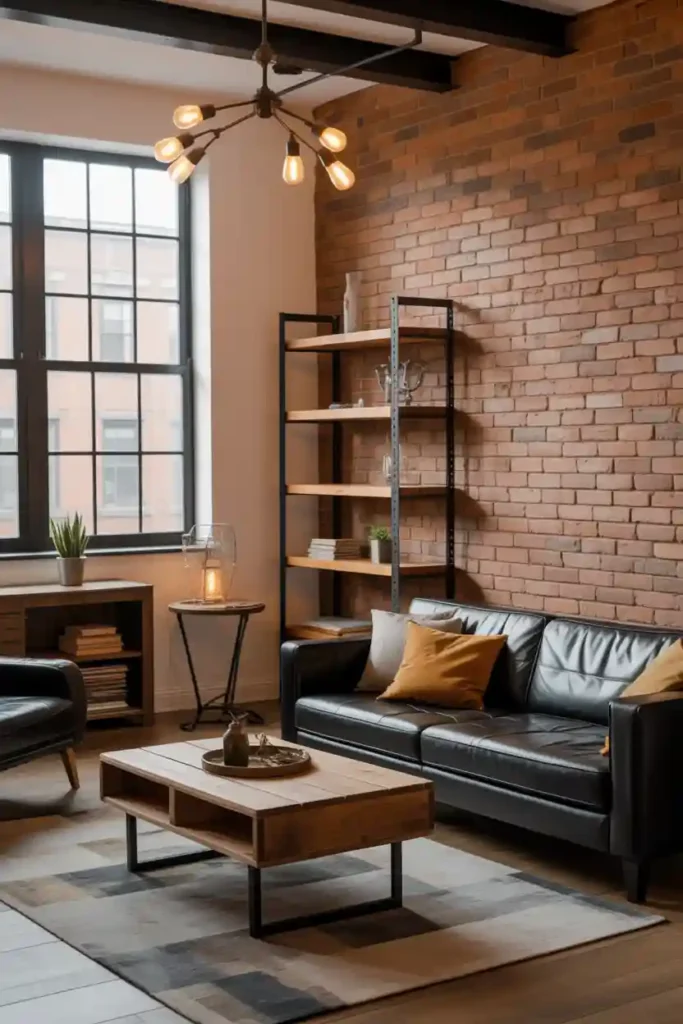 Industrial-Inspired Black Sofa Setup