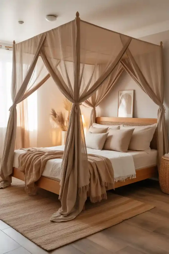 Sheer Boho Canopy in Warm Tan