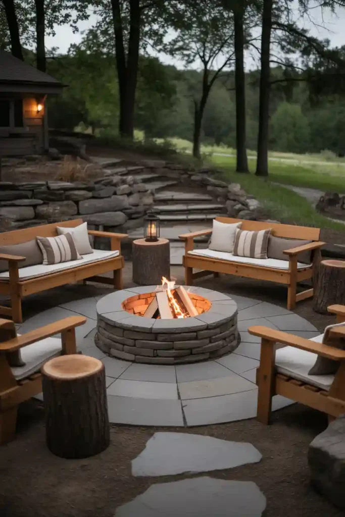 Rustic Stone Fire Pit Retreat