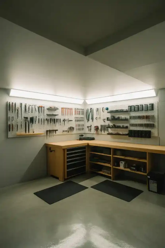 Basement Workshop with Smart Lighting