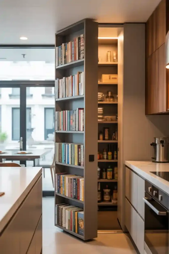 Hidden Pantry Behind a Bookshelf Door