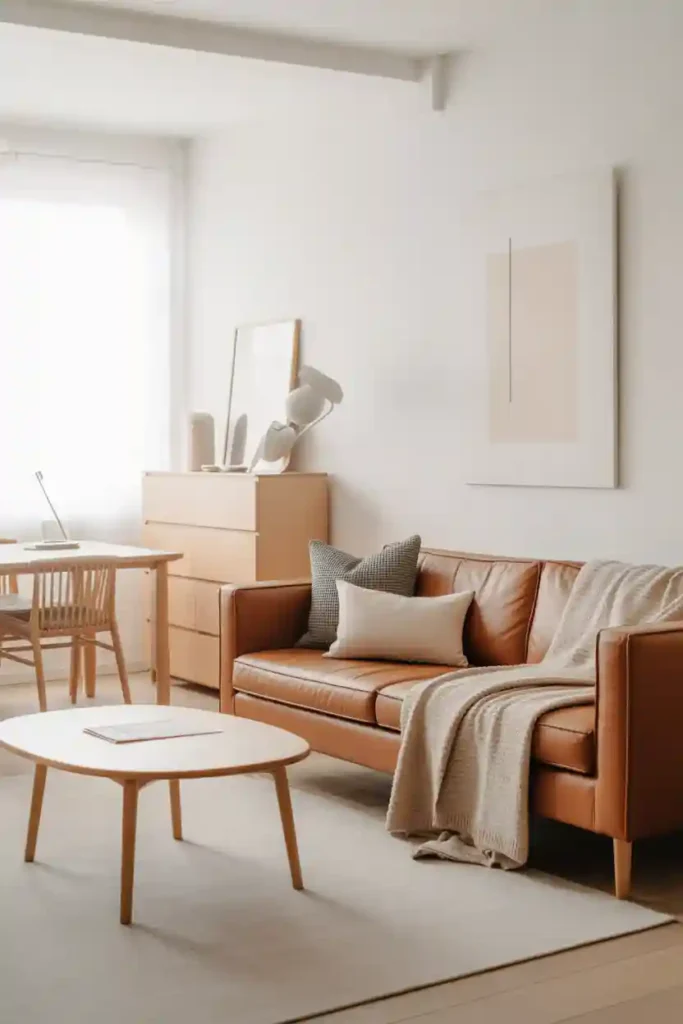 Scandinavian Simplicity with a Brown Sofa