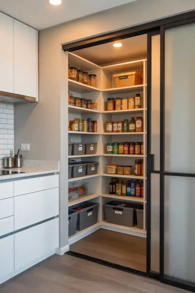 Walk-In Mini Corner Pantry
