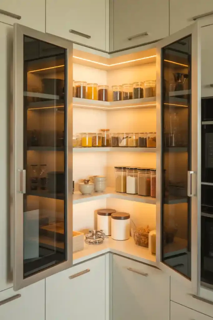 Corner Pantry with Glass Doors