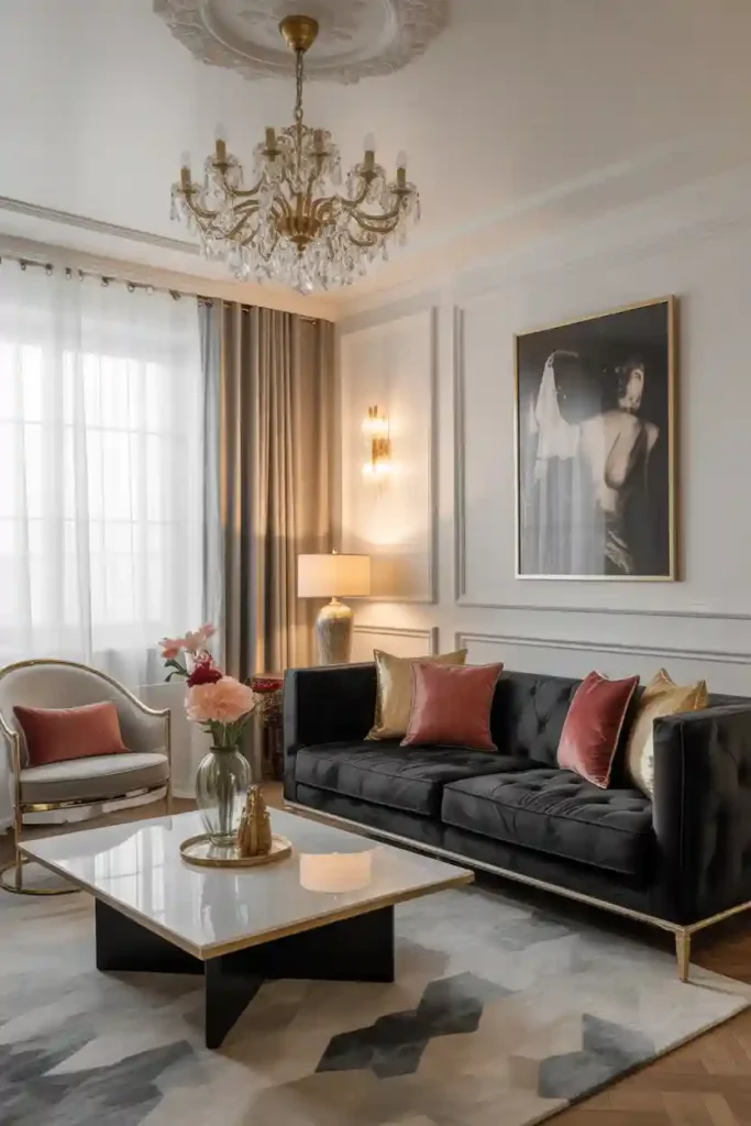 Luxe Glam Black Sofa