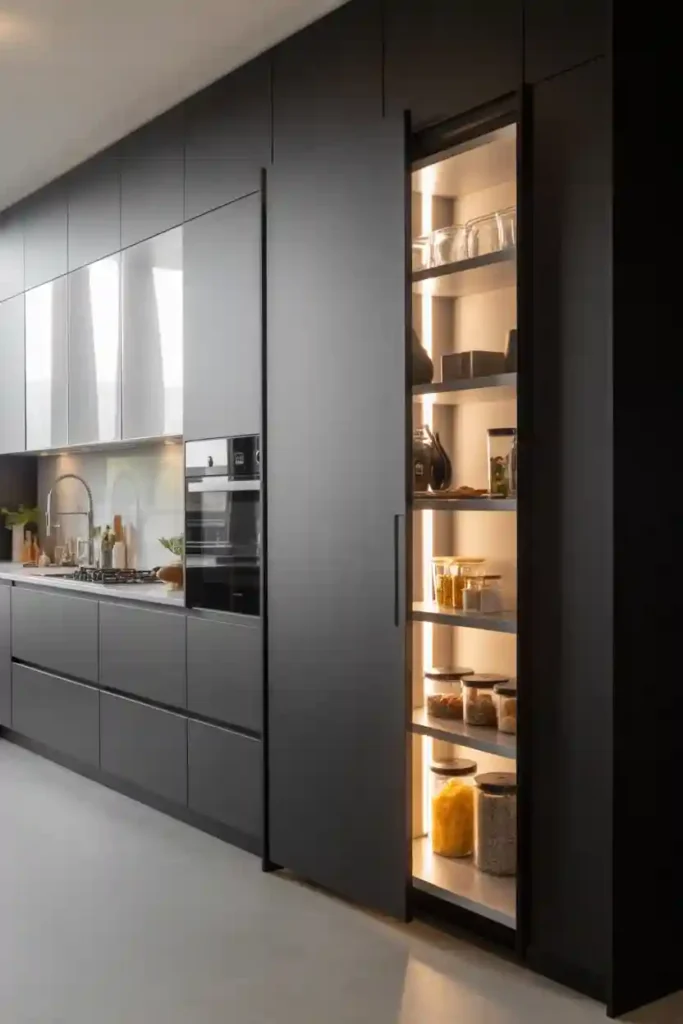 Matte Black Concealed Pantry Door