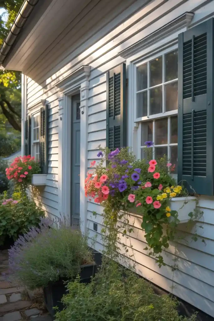 Add Window Boxes with Seasonal Flowers