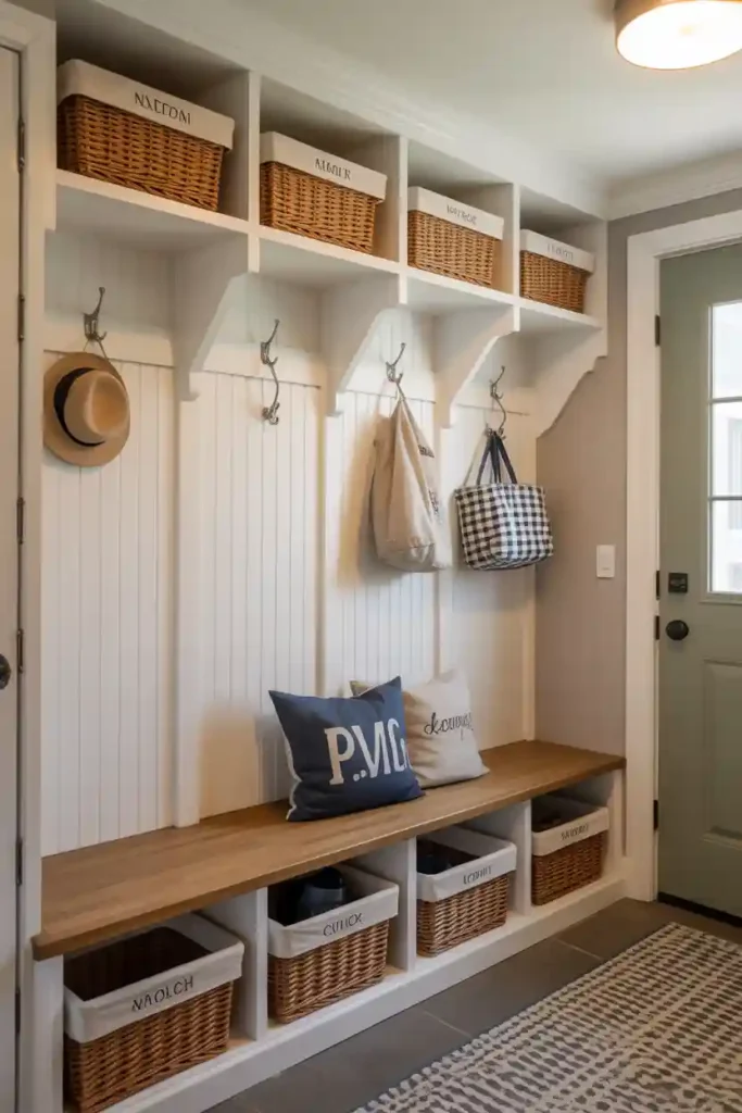  Mudroom with Hooks and Cubbies