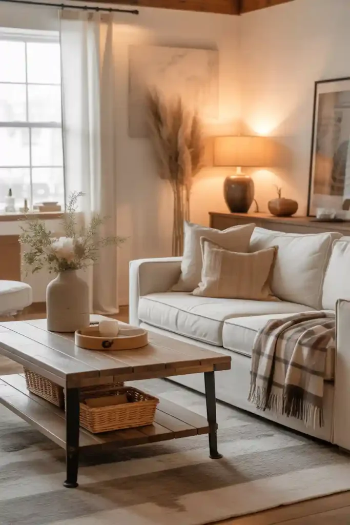 Rustic Farmhouse White Sofa