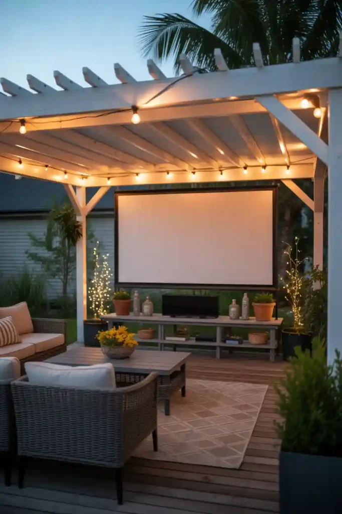Covered Patio Theater Setup