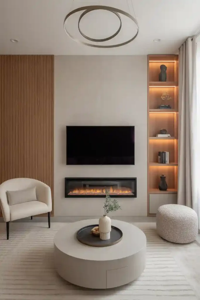 Cozy Contemporary Fireplace Wall