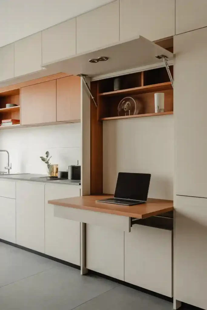 Hidden Fold-Down Kitchen Desk