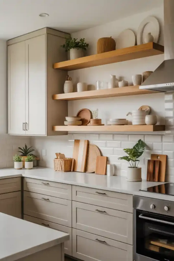 Open Shelving Mixed with Closed Cabinets