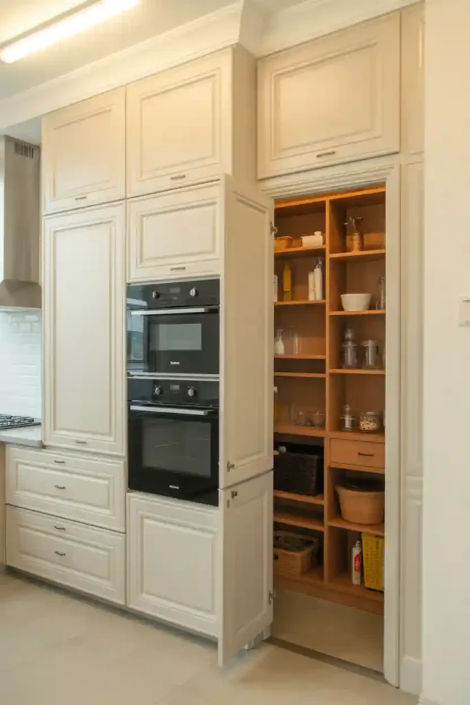 Concealed Pantry Behind Appliance Wall