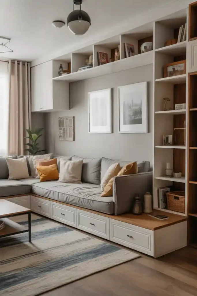 Family Room with Built-In Storage