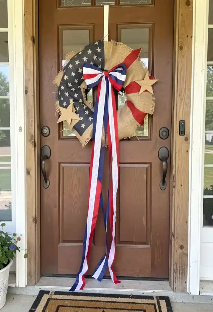 Burlap American Flag Wreath