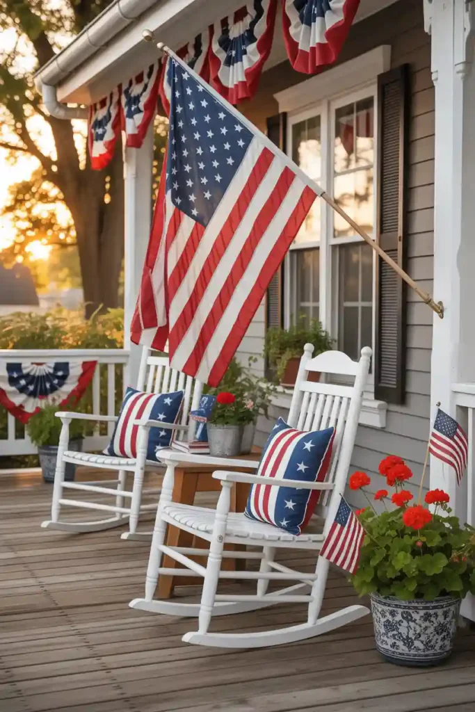 Classic American Flag Porch Display