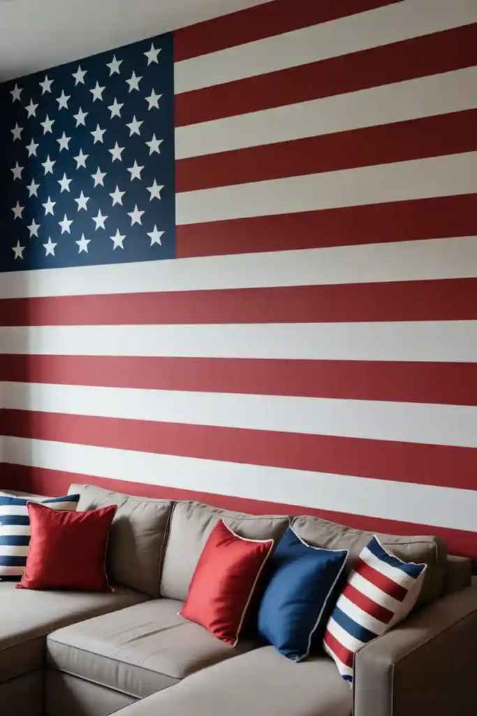 Classic Stars and Stripes Painted Accent Wall