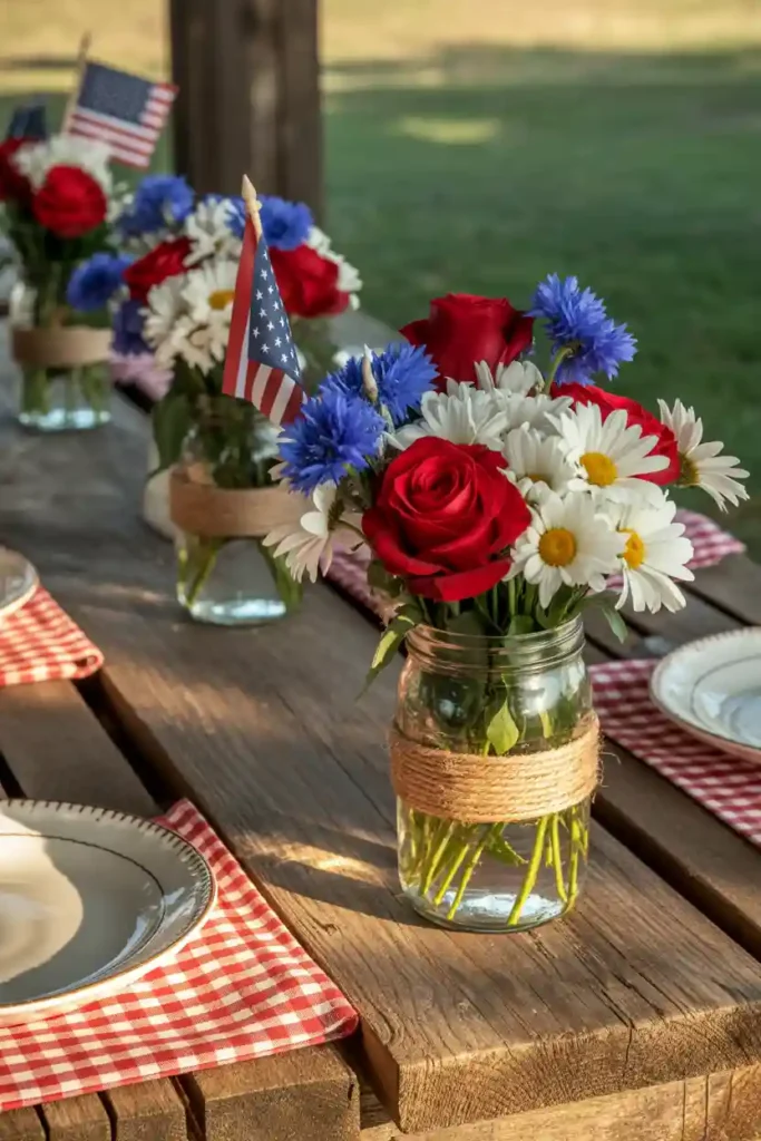 . Mason Jar Patriotic Flower Centerpieces