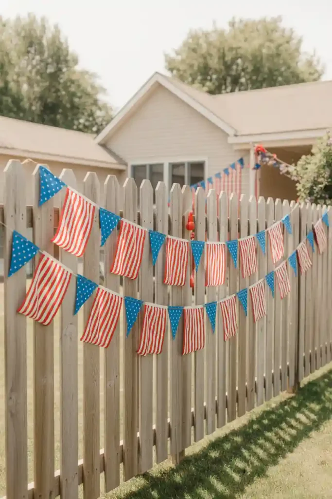 Patriotic Fence Flag Garland