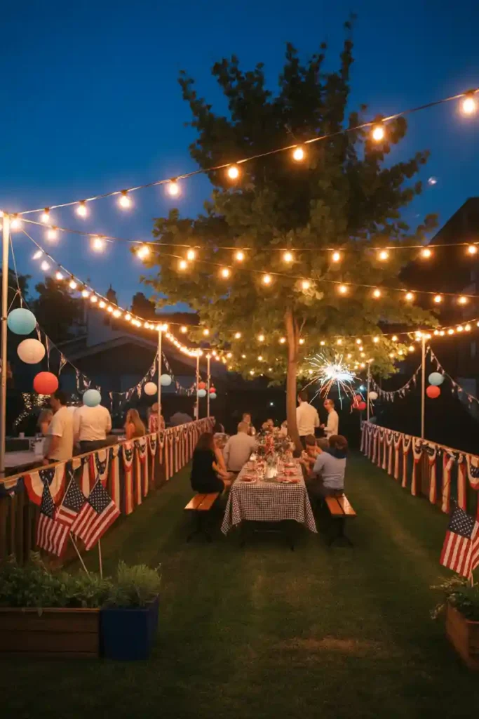 Patriotic String Light Canopy